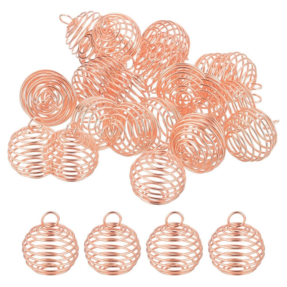 4934 25Pcs Spiral Bead Cages Pendants, 25x30mm Stone Holder Necklace Hollow